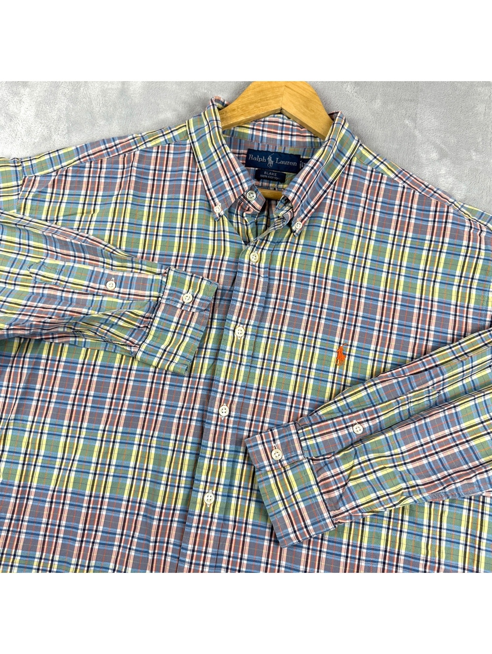 Polo Ralph Lauren Blake Men XXL Multicolor Plaid Button Down Shirt Pony Logo 90s